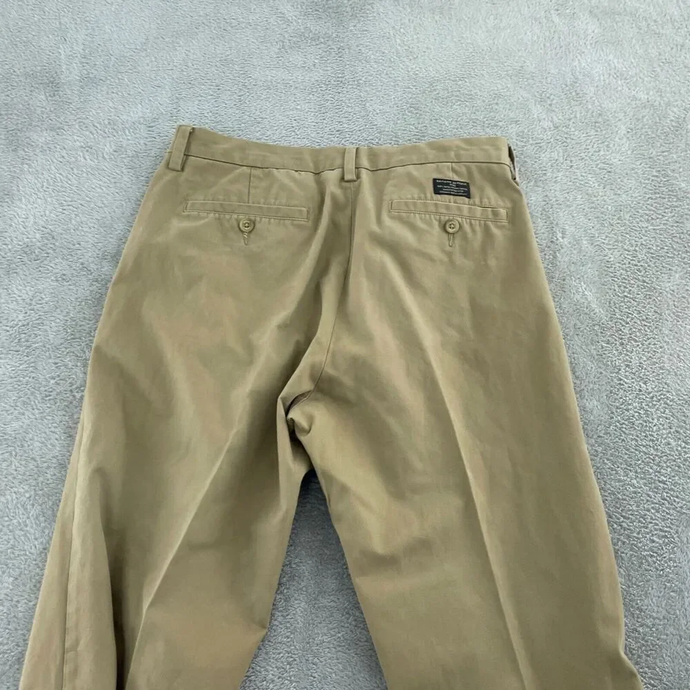 Banana Republic Gavin Chino Pants 33/32 Mens 100% Cotton Khaki 4532